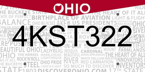 4KST322 Ohio License Plate