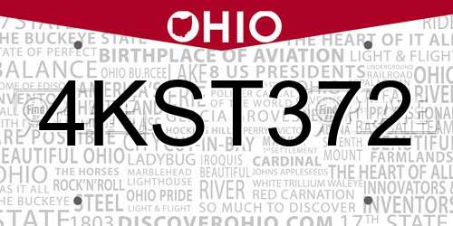 4KST372 Ohio License Plate