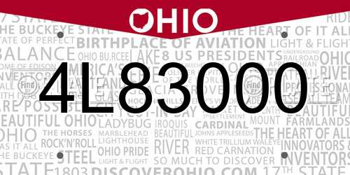 4L83000 Ohio License Plate