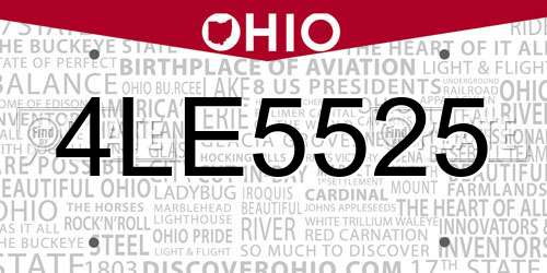 4LE5525 Ohio License Plate