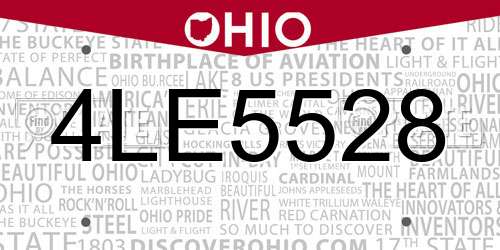 4LE5528 Ohio License Plate