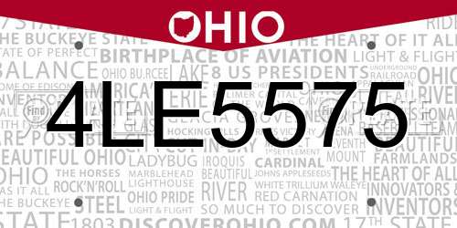 4LE5575 Ohio License Plate