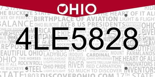 4LE5828 Ohio License Plate