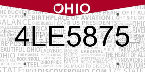 4LE5875 Ohio License Plate