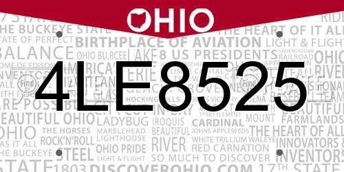 4LE8525 Ohio License Plate