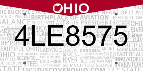 4LE8575 Ohio License Plate