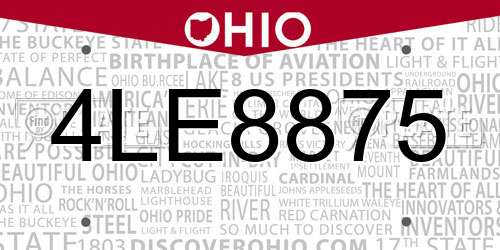 4LE8875 Ohio License Plate