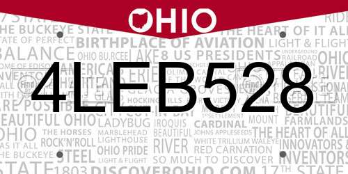 4LEB528 Ohio License Plate