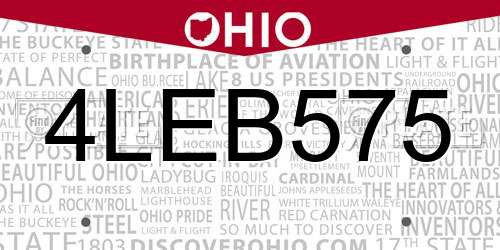 4LEB575 Ohio License Plate