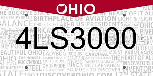 4LS3000 Ohio License Plate