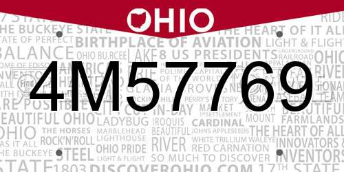 4M57769 Ohio License Plate