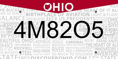 4M82O5 Ohio License Plate
