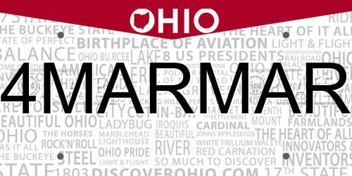 4MARMAR Ohio License Plate