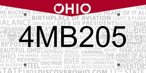 4MB205 Ohio License Plate