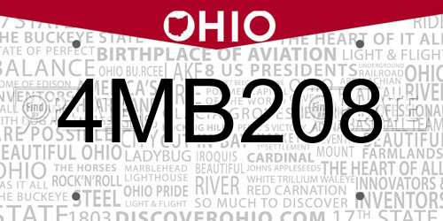 4MB208 Ohio License Plate