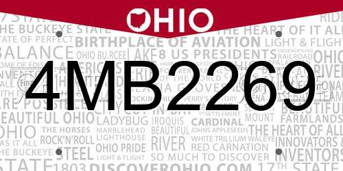 4MB2269 Ohio License Plate