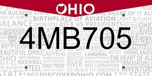 4MB705 Ohio License Plate