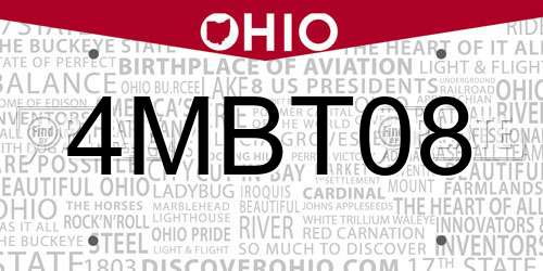 4MBT08 Ohio License Plate