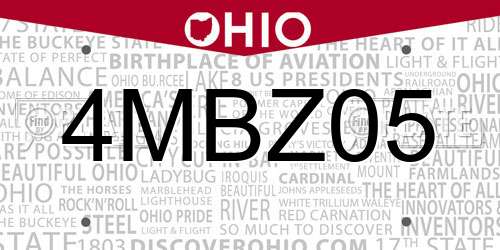 4MBZ05 Ohio License Plate