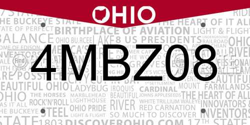 4MBZ08 Ohio License Plate