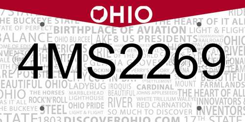 4MS2269 Ohio License Plate