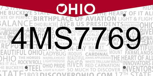 4MS7769 Ohio License Plate