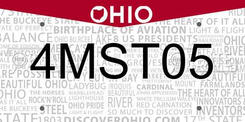 4MST05 Ohio License Plate