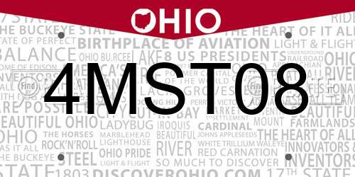 4MST08 Ohio License Plate