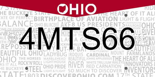 4MTS66 Ohio License Plate