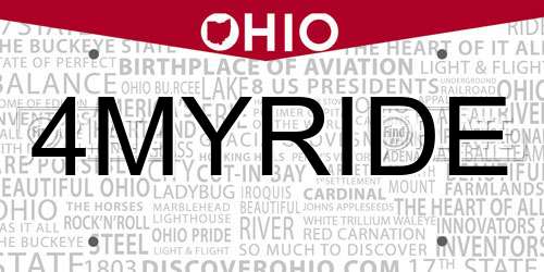 4MYRIDE Ohio License Plate