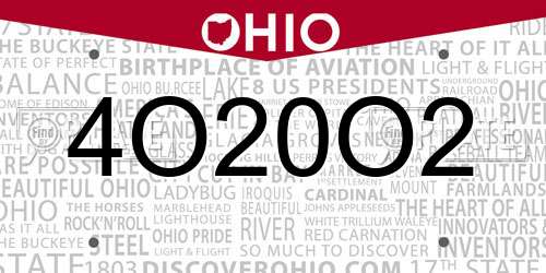 4O20O2 Ohio License Plate
