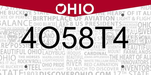 4O58T4 Ohio License Plate