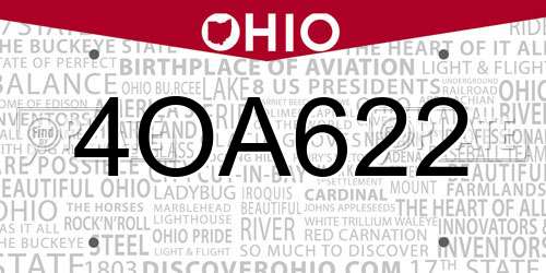 4OA622 Ohio License Plate