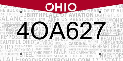 4OA627 Ohio License Plate