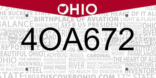 4OA672 Ohio License Plate