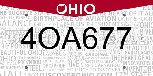 4OA677 Ohio License Plate