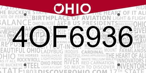 4OF6936 Ohio License Plate