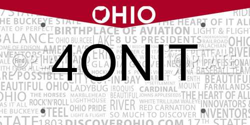4ONIT Ohio License Plate