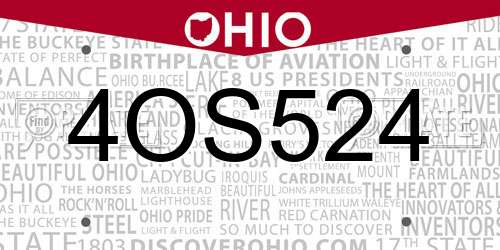 4OS524 Ohio License Plate
