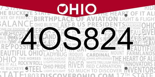 4OS824 Ohio License Plate