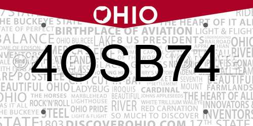 4OSB74 Ohio License Plate