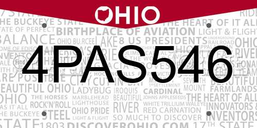 4PAS546 Ohio License Plate