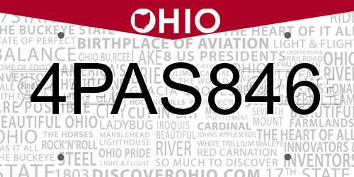 4PAS846 Ohio License Plate