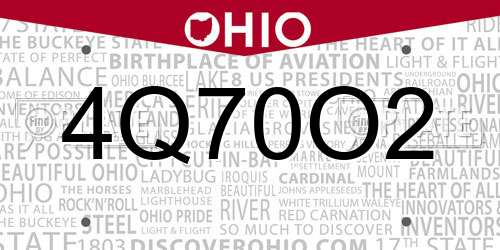 4Q70O2 Ohio License Plate