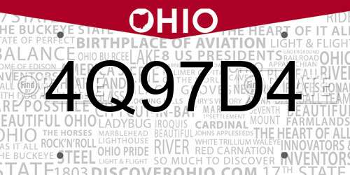 4Q97D4 Ohio License Plate