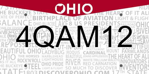 4QAM12 Ohio License Plate