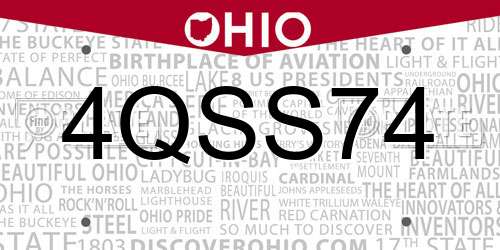 4QSS74 Ohio License Plate