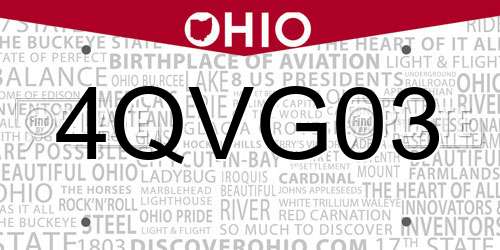 4QVG03 Ohio License Plate