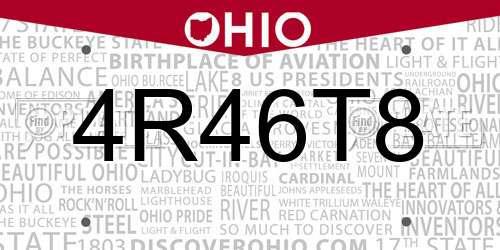 4R46T8 Ohio License Plate
