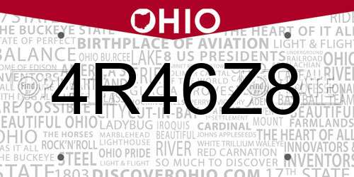 4R46Z8 Ohio License Plate
